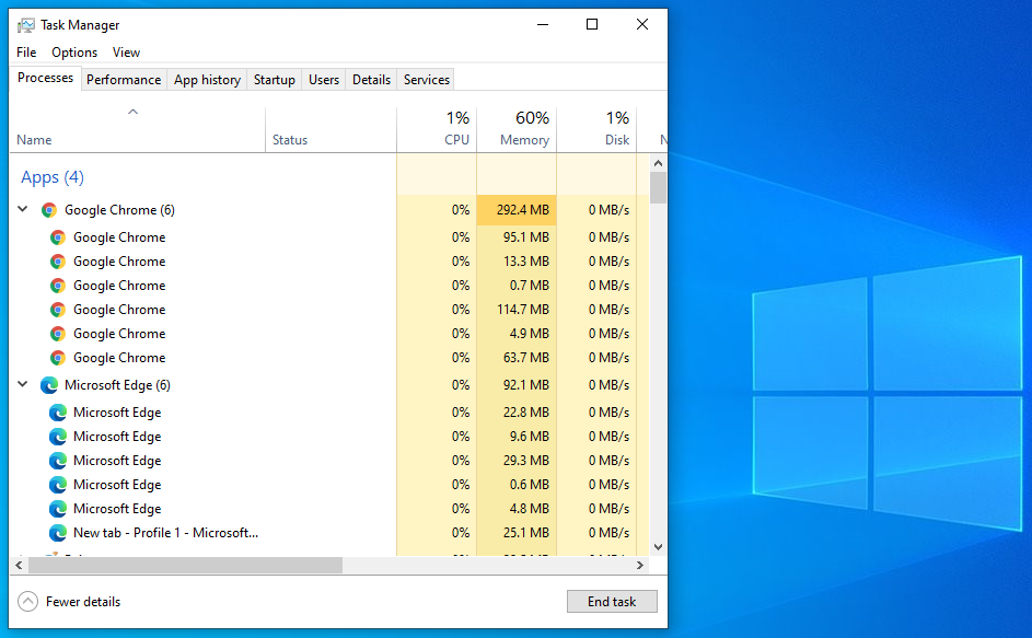 how to close all background processes windows 10 task manager